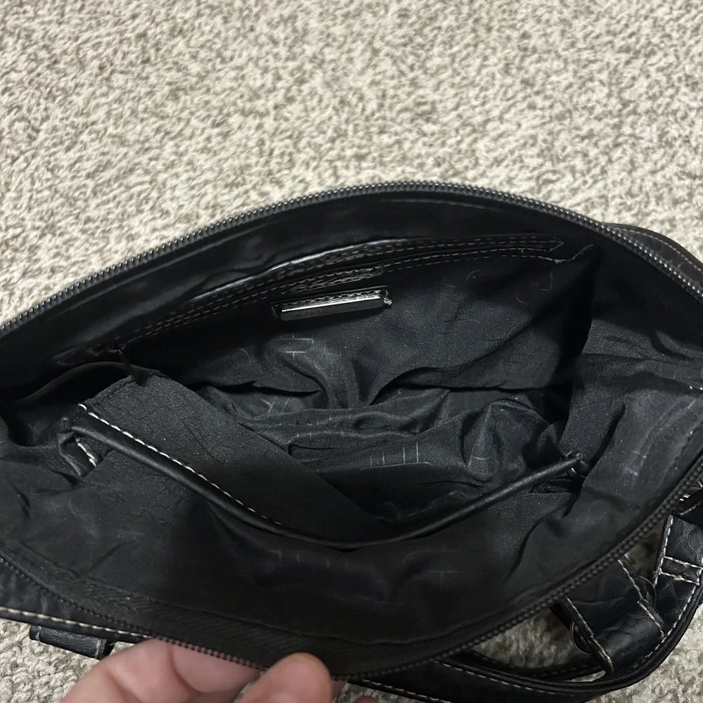ROSETTI DOUBLE STRAP BLACK LEATHER SATCHEL‎ PURSE ADJUSTABLE